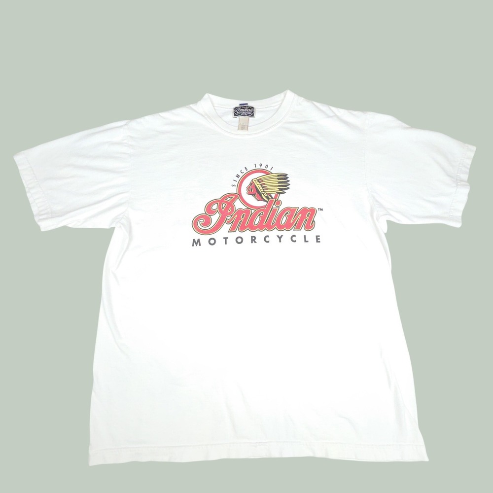 Vintage Indian Motorcycle 100 Years Anniversary T-Shirt Mens M White Cotton 2001